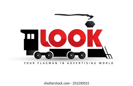 Vector Logo Template, Transportation Business Logo, Creative Or PR Agency Logo, Locomotive, Flagman, Look Logo, Train Logo