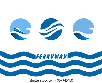 Vector Logo Template, transportation, ferry way,