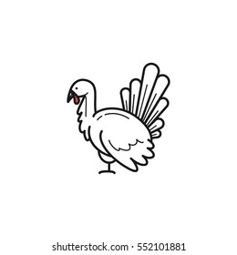 Vector logo template turkey is done in a linear style