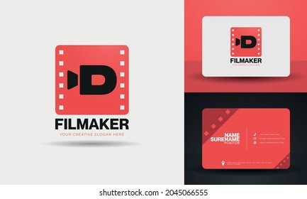 Vector Logo Template For Video Creator Plus Business Card Design