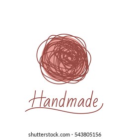 Vector logo template for wool shop or corporate identity. Illustration of  hand drawn clew. Hobby icon. Handmade.