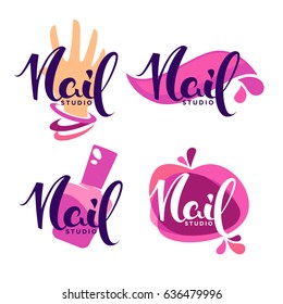 vector logo template for your Nail Studio and manicure salon with lettering composition