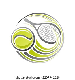Vector logo for Tennis Sport, isolated modern emblem with illustration of flying on curve trajectory tennis ball, decorative line art sports badge for tennis club on white background