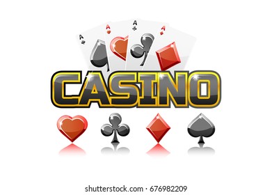Vector logo text casino and Playing cards, For Ui Game element