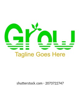 Logo vector que dice crecer con letra o parece un árbol en crecimiento