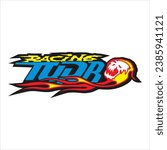 vector logo that says racing tudr decorated with flames can be used as a graphic design