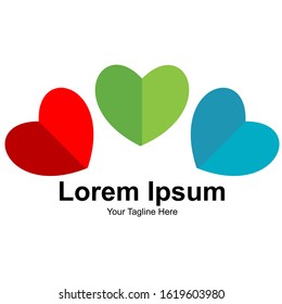 vector logo with three colorful hearts