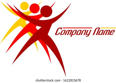 Vector logo with three dynamic individuals
