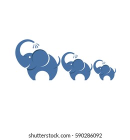 Vector logo three elephants with a raised trunk