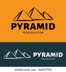 Vector logo three pyramids. Egyptian pyramids silhouette signature logo.