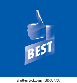 vector logo, thumb up applique, vector illustration