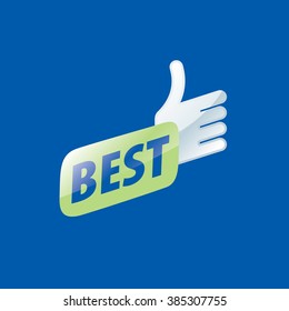 vector logo, thumb up applique, vector illustration