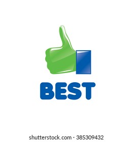 vector logo, thumb up applique, vector illustration