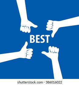 vector logo, thumb up applique, vector illustration
