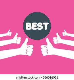 vector logo, thumb up applique, vector illustration