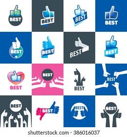 vector logo, thumb up applique, vector illustration