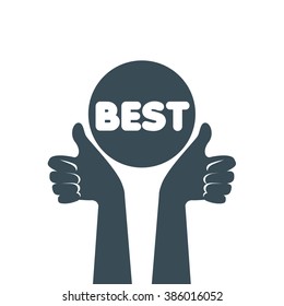 vector logo, thumb up applique, vector illustration