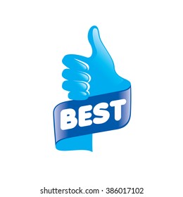 vector logo, thumb up applique, vector illustration