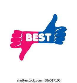 vector logo, thumb up applique, vector illustration
