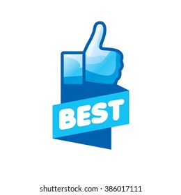 vector logo, thumb up applique, vector illustration