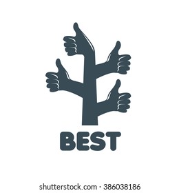 vector logo, thumb up applique, vector illustration