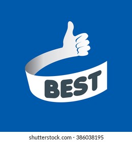 vector logo, thumb up applique, vector illustration