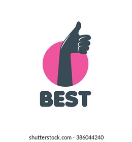 vector logo, thumb up applique, vector illustration
