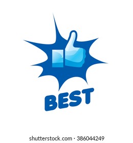 vector logo, thumb up applique, vector illustration