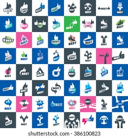 vector logo, thumb up applique, vector illustration