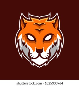 Vector logo Tiger head esport with brown background