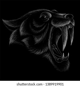 The Vector logo tiger for tattoo or T-shirt design print or outwear.  Hunting style tigers print on black background.