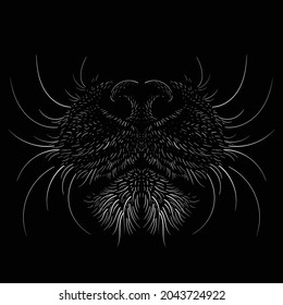 The Vector logo tiger for tattoo or T-shirt design or outwear.  Hunting style big cat print on black background. This hand drawing is for black fabric or canvas.