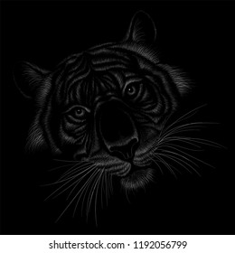 The Vector logo tiger for T-shirt design or outwear.  Hunting style tiger background.