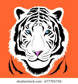 The Vector logo tiger for T-shirt design or outwear.  Hunting style background.