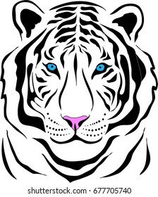 The Vector logo tiger for T-shirt design or outwear.  Hunting style background.