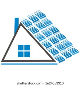 Vector logo of the tile roof. Two-color image, isolated background