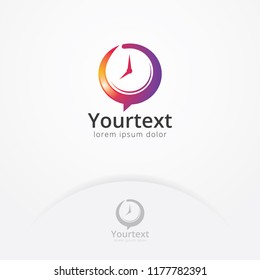 Vector logo of time management consultation. Time talk logo design, Forum logo template
