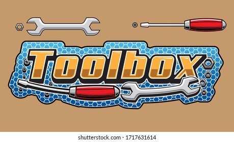 Vector Logo Tool Box, Screwdriver And Wrench