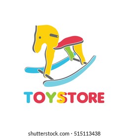 vector logo toy store, label, stylized toy wooden horse full color, beautiful interesting design, a logotype for the company.