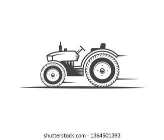 Vector logo tractor. Harvesting machine. Icon symbol, emblem, element. Logotype for engineering, auto parts, agriculture.