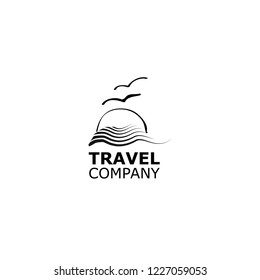 Vector Logo travel agency  sun and  sea symbol black color