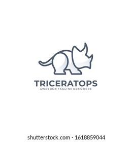 Vector Logo Triceratops Illustration Line Art