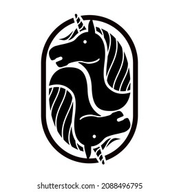 Vector logo of twin unicorns, the mythical creature.