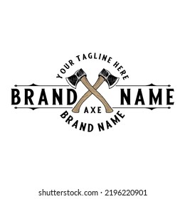 vector logo of two crossed axes.creative design for throwing axes
 svg