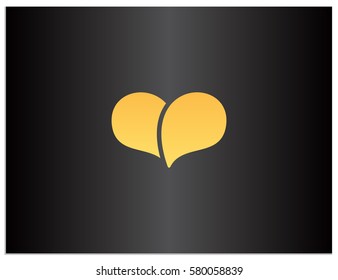 Vector logo of two dialog boxes that form a heart shape. Icon, that symbolizes the dialogue of lovers