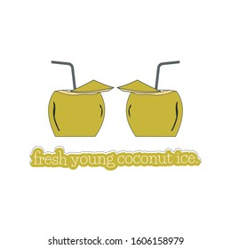 Vector logo of two fresh young coconut ice.