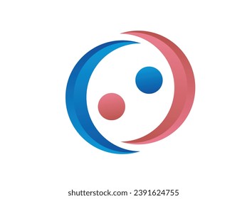 Vector logo of two people facing each other and holding hands for a clinic or foundation 