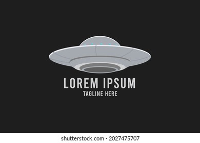 vector logo ufo gray on black background