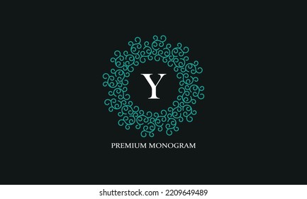 Vector logo with uppercase letter Y. Monogram in the form of circular paper, place for text for luxury products, jewelry, fashion, beauty and company.