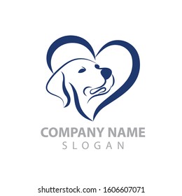 Vector logo for veterinary clinic.logo for a pet shop. Silhouette of the dog and cat with red circle shape and medical cross background.